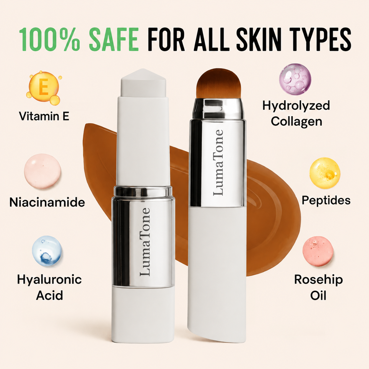 LumaTone Color-Changing Foundation Stick with Built-In Brush