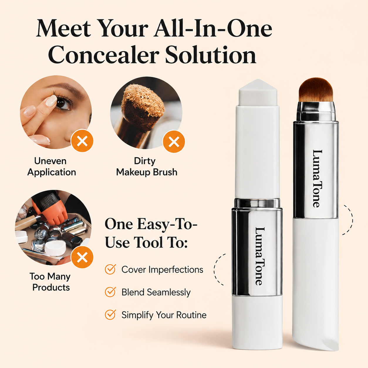 LumaTone Color-Changing Foundation Stick with Built-In Brush